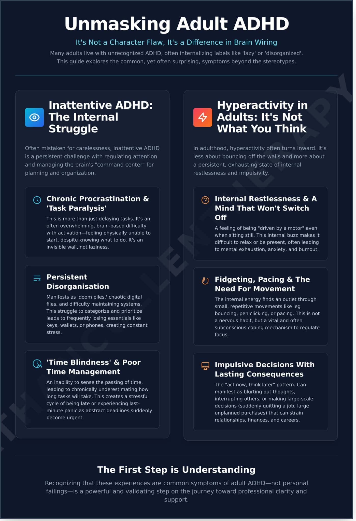 Common ADHD Symptoms in Adults: A Gentle Guide to Understanding Yourself - Infographic