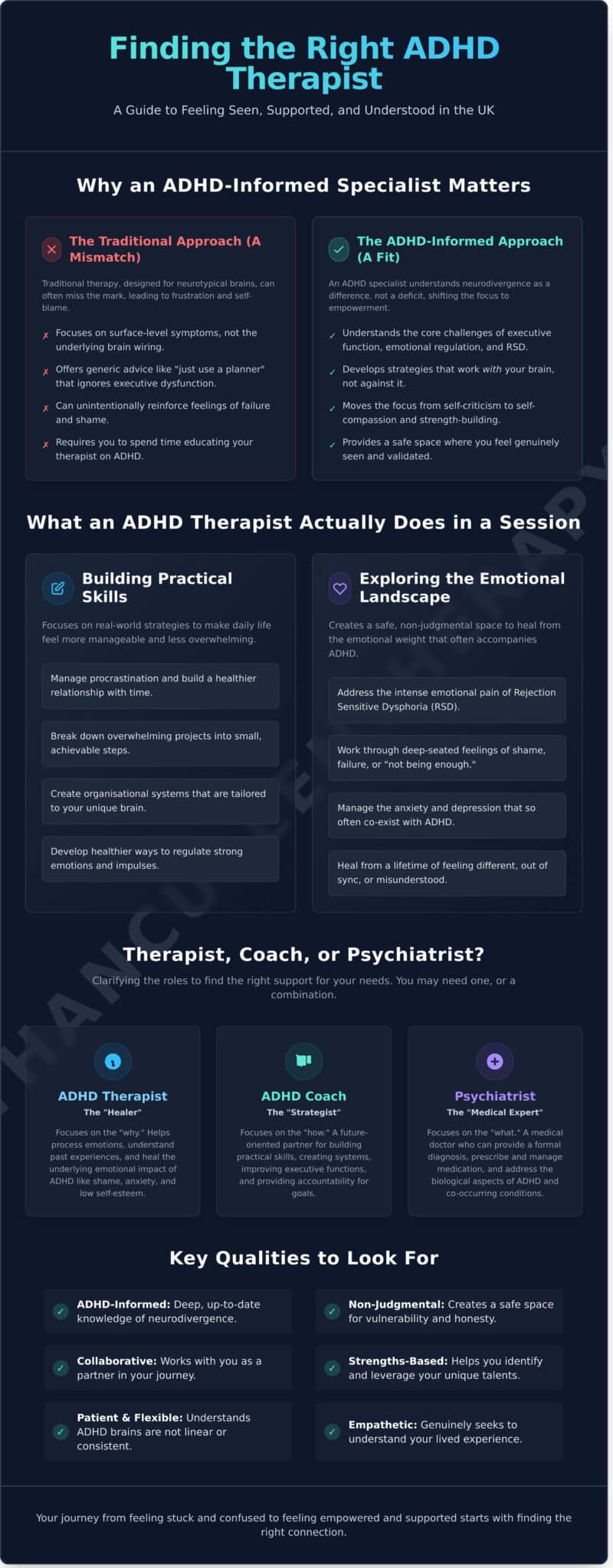 Finding an ADHD Therapist: A Guide to Getting the Right Support - Infographic