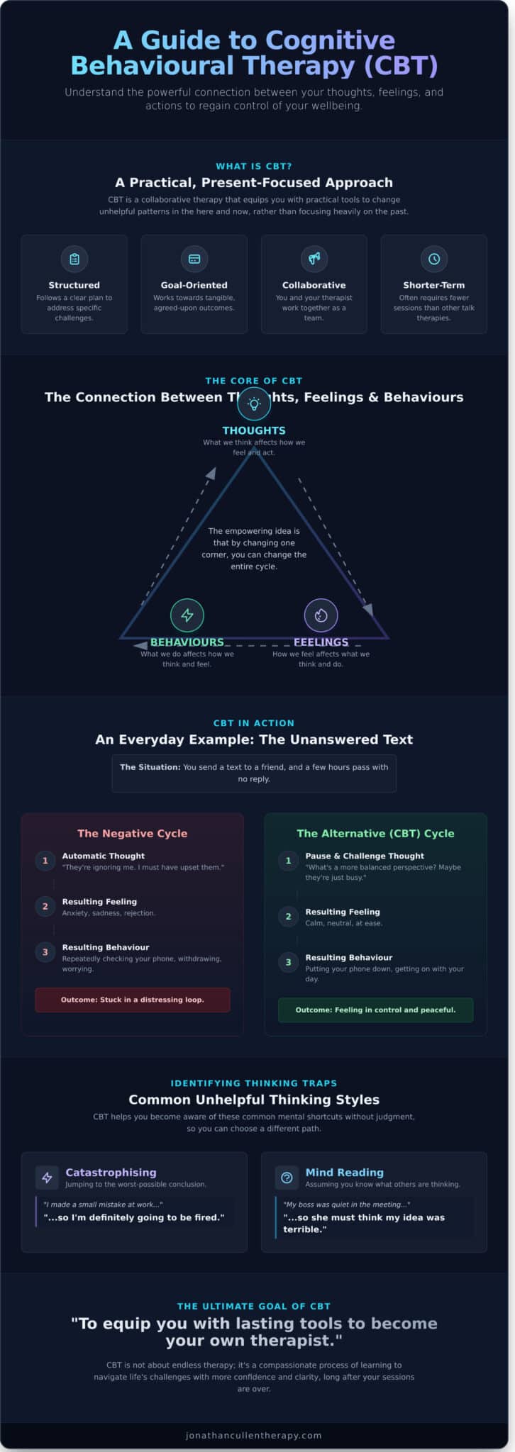 What Is CBT Therapy? A Simple Guide to Understanding Your Thoughts - Infographic